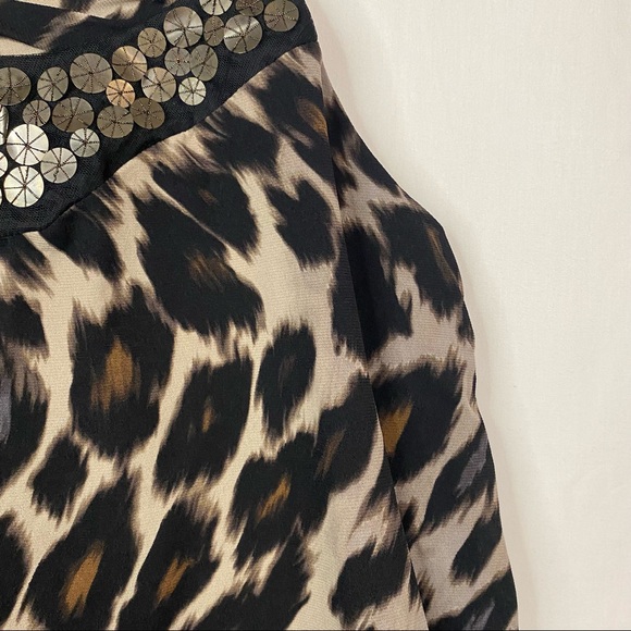 WORTHINGTON Women’s Tank Top Work Career Cheetah Leopard Print Beaded Size L - Picture 3 of 8